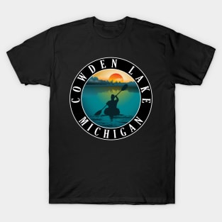 Cowden Lake Kayaking Michigan Sunset T-Shirt